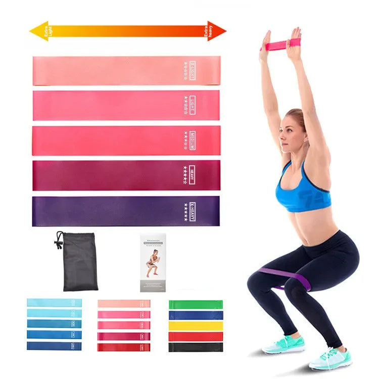 Kit 5 Faixas de resistência de 5 níveis diferentes (5 peças) Yoga, Pilates, mobilidade, treinamento físico.